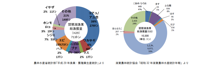 琵琶湖の漁獲量が年々減少　ピーク時の1/100以下のものも